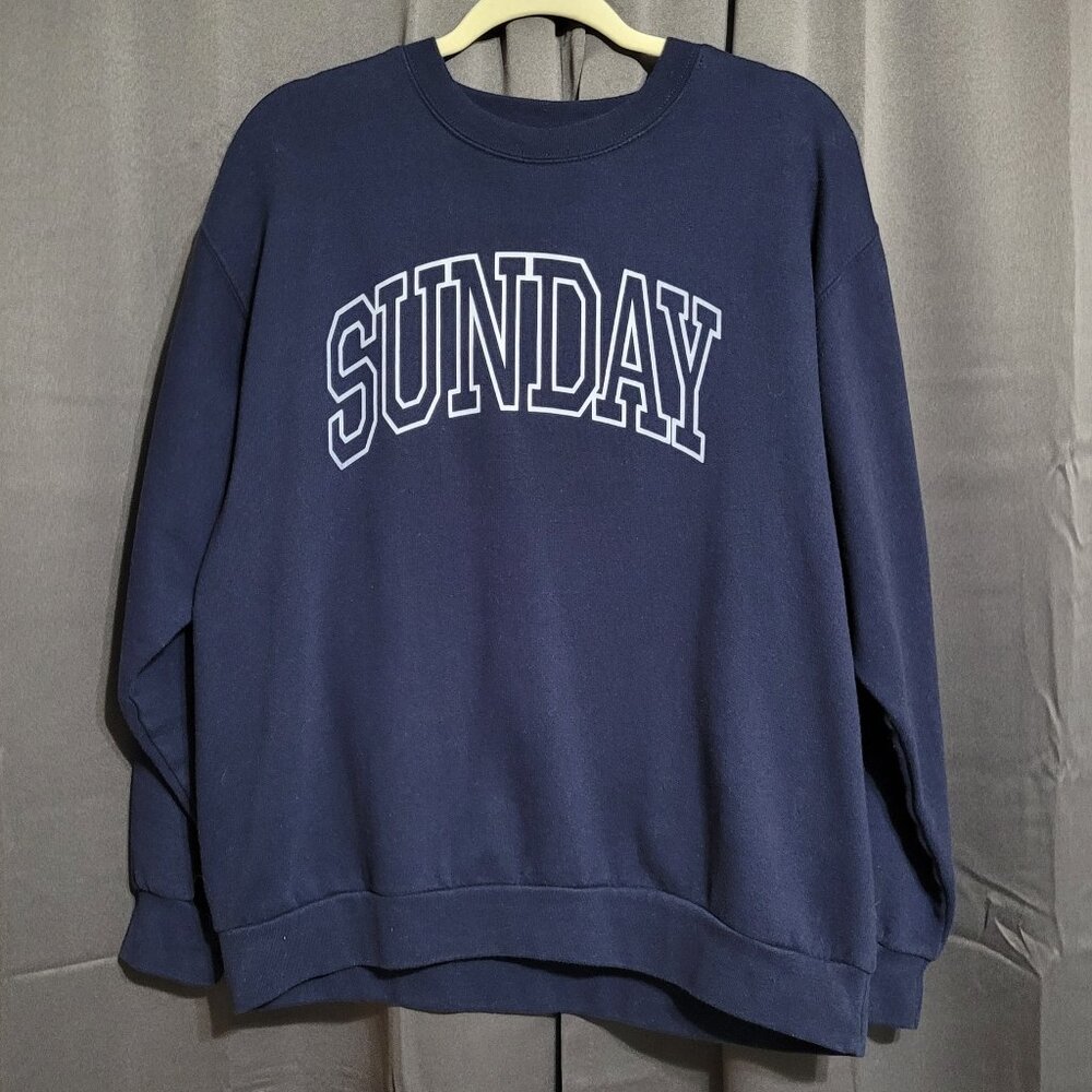 'Sunday' Dark Blue Sweatshirt Mens Large